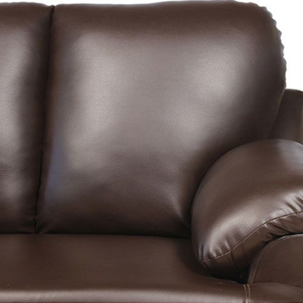 Pisa Solid Wood 3+2 Seater Micro Fibre Leather Sofa in Dark Brown Colour