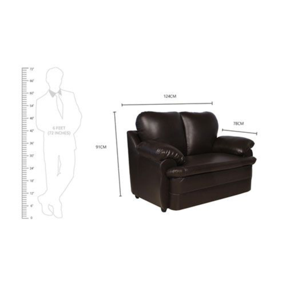 Pisa Solid Wood 3+2 Seater Micro Fibre Leather Sofa in Dark Brown Colour