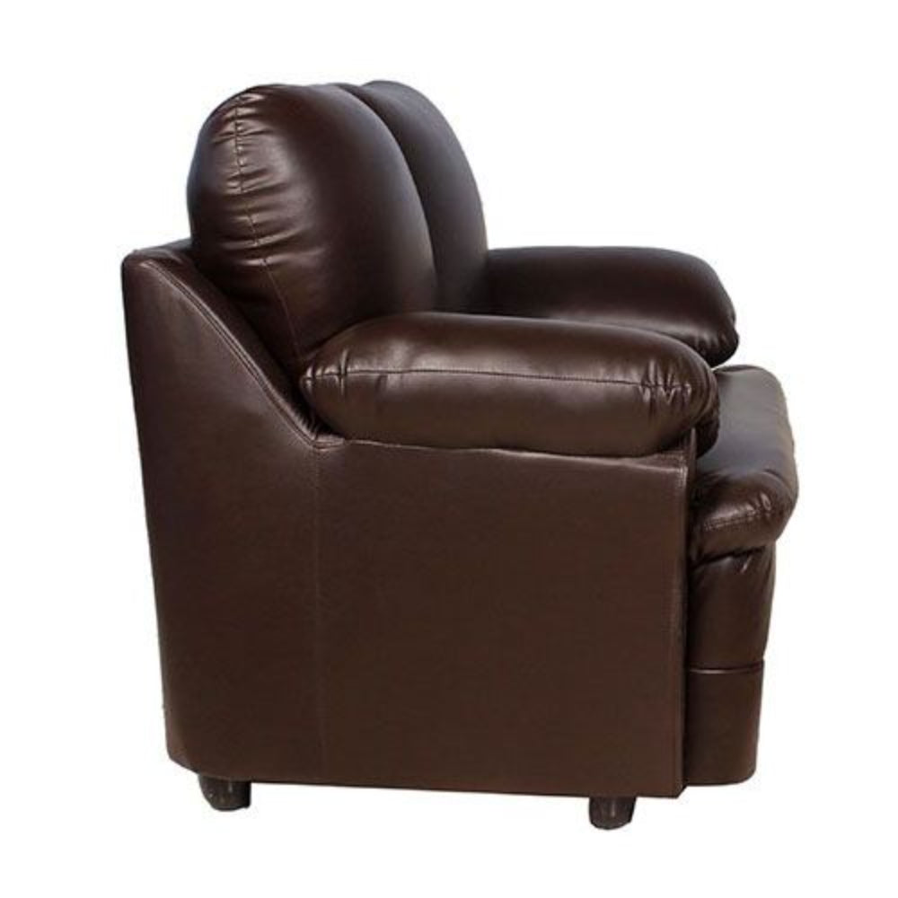 Pisa Solid Wood 3+2 Seater Micro Fibre Leather Sofa in Dark Brown Colour