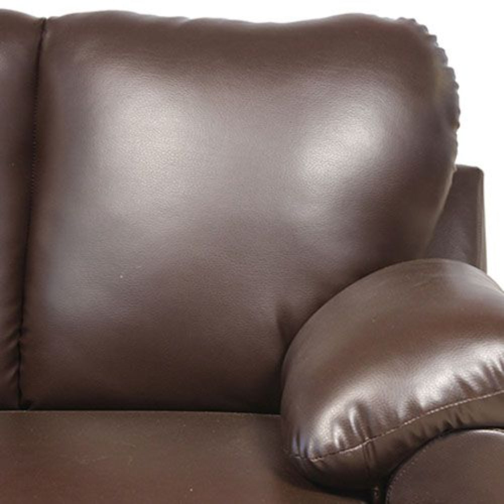 Pisa Solid Wood 3+2 Seater Micro Fibre Leather Sofa in Dark Brown Colour