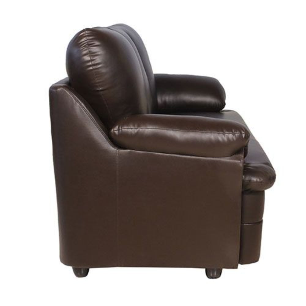 Pisa Solid Wood 3 Seater Micro Fibre Leather Sofa in Dark Brown Colour