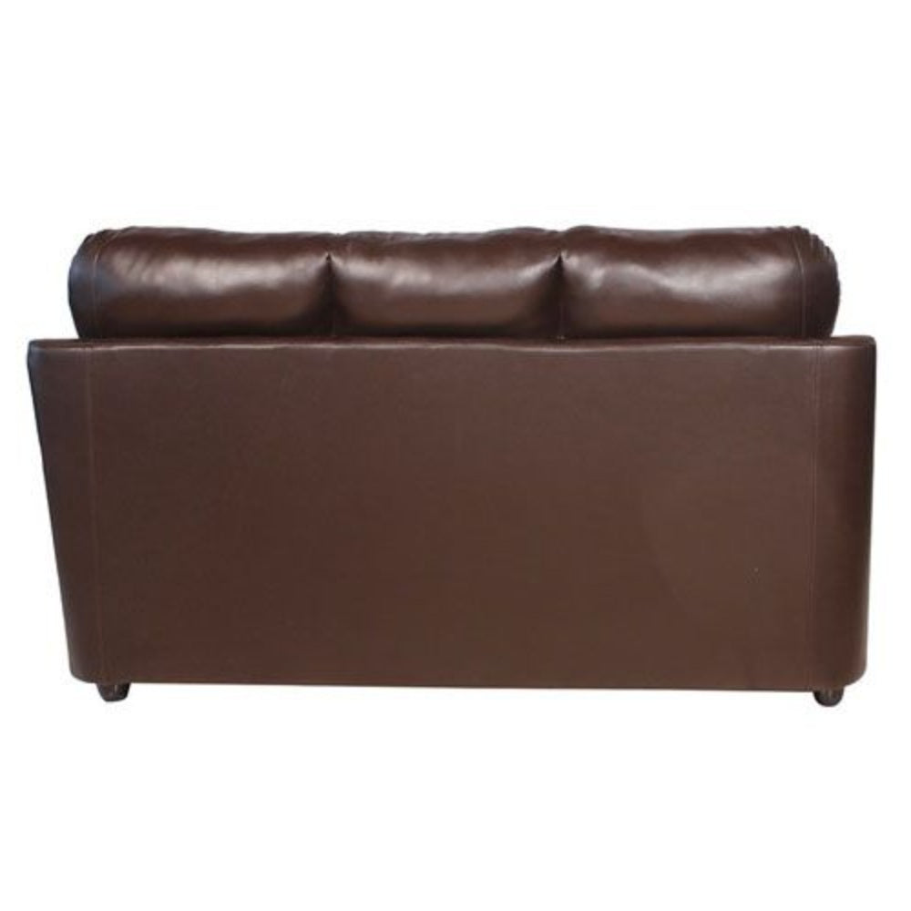 Pisa Solid Wood 3 Seater Micro Fibre Leather Sofa in Dark Brown Colour