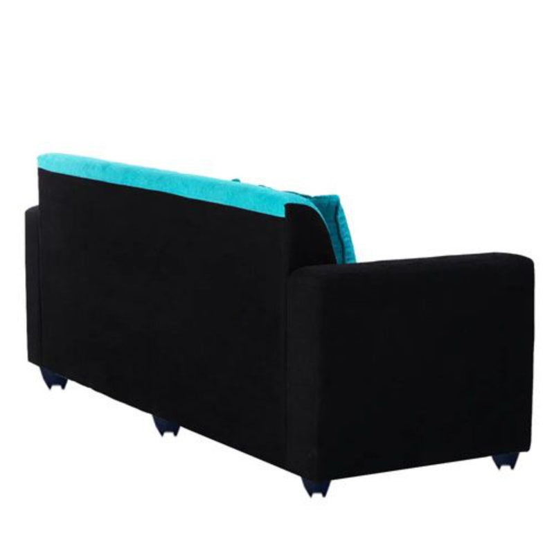 Bantia Desy Fabric 3 Seater Sofa (Color-Aqua Blue & Black)