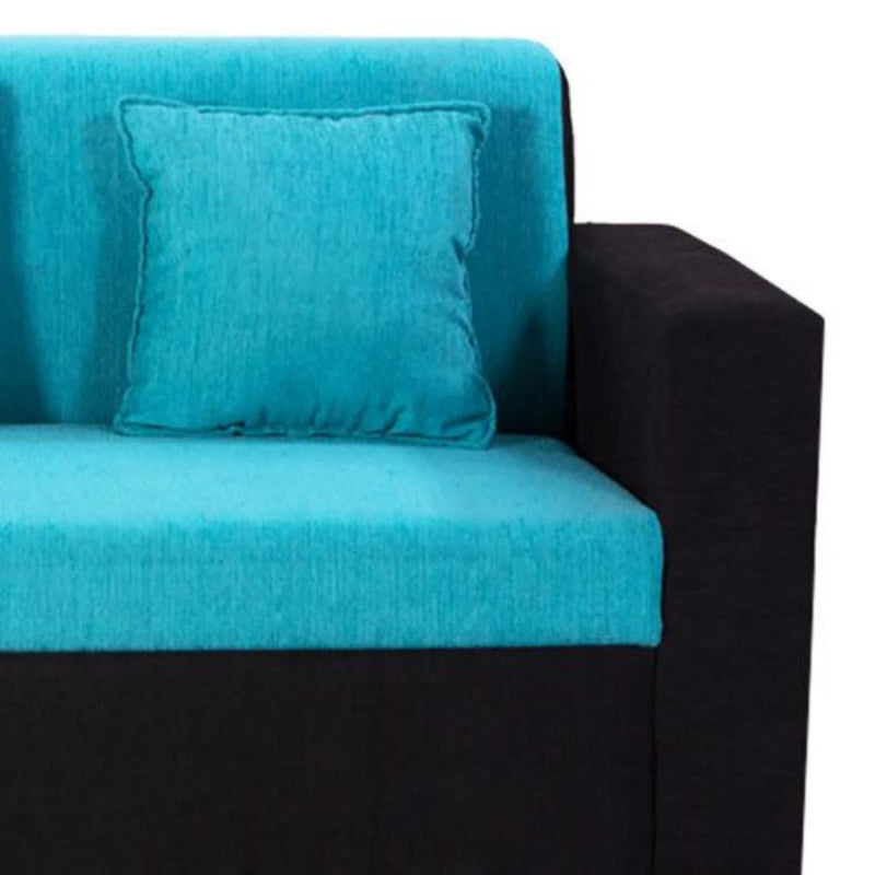 Bantia Desy Fabric 3 Seater Sofa (Color-Aqua Blue & Black)