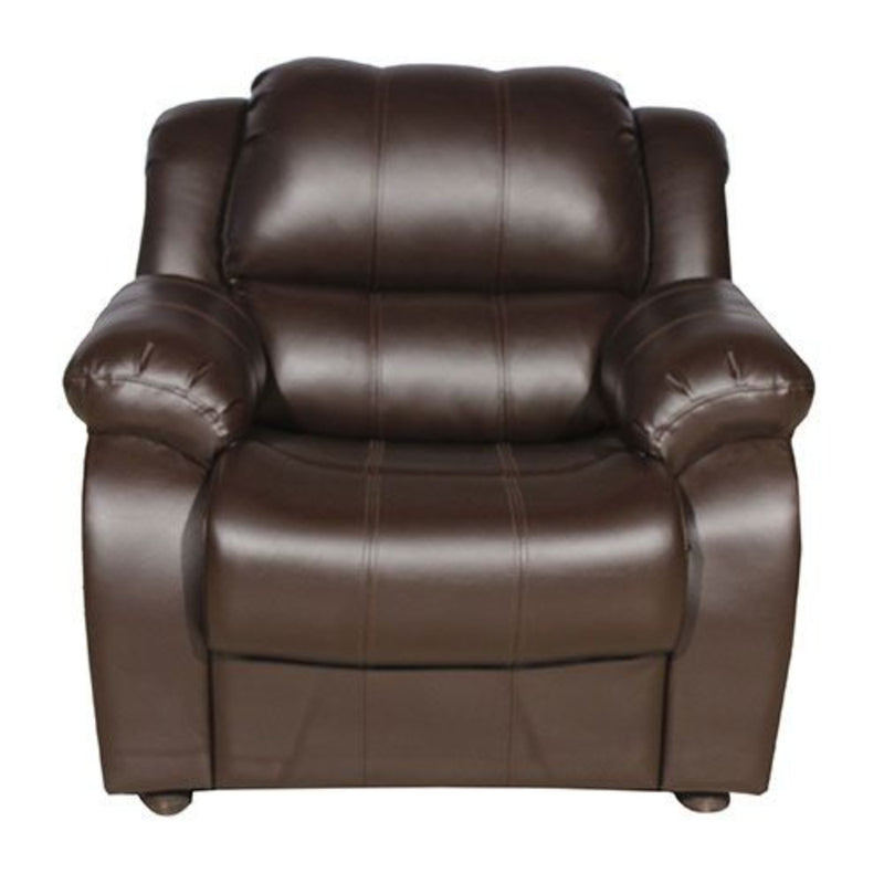 Verona Solid Wood Faux Leather Sofa Set in Chocolate Brown Colour (3+1+1R)