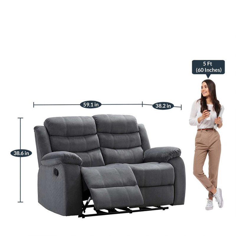 Rio 2 Seater Manual Recliner in Grey Colour