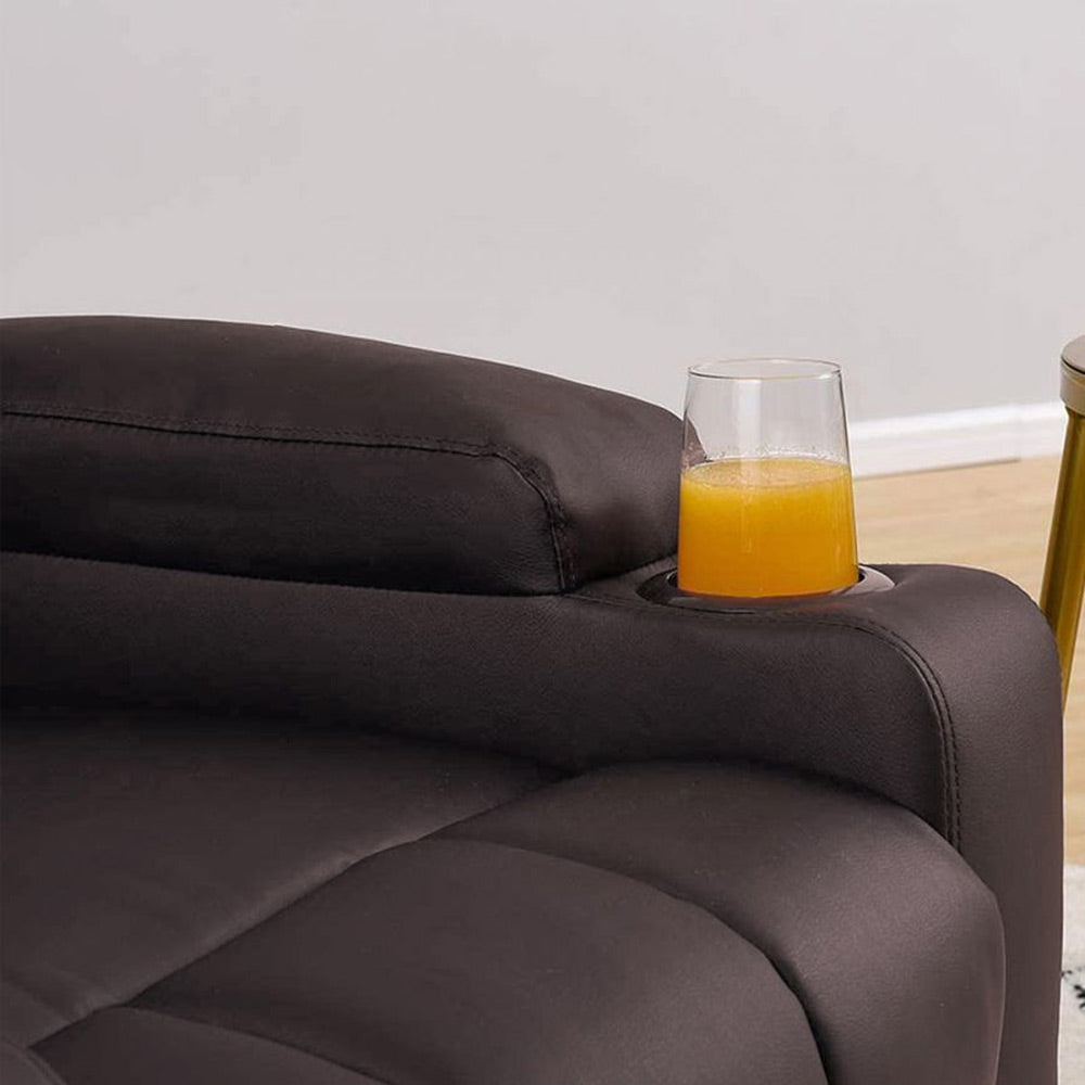 Classy 1 seater Manual Recliner with cupholders in Brown Colour