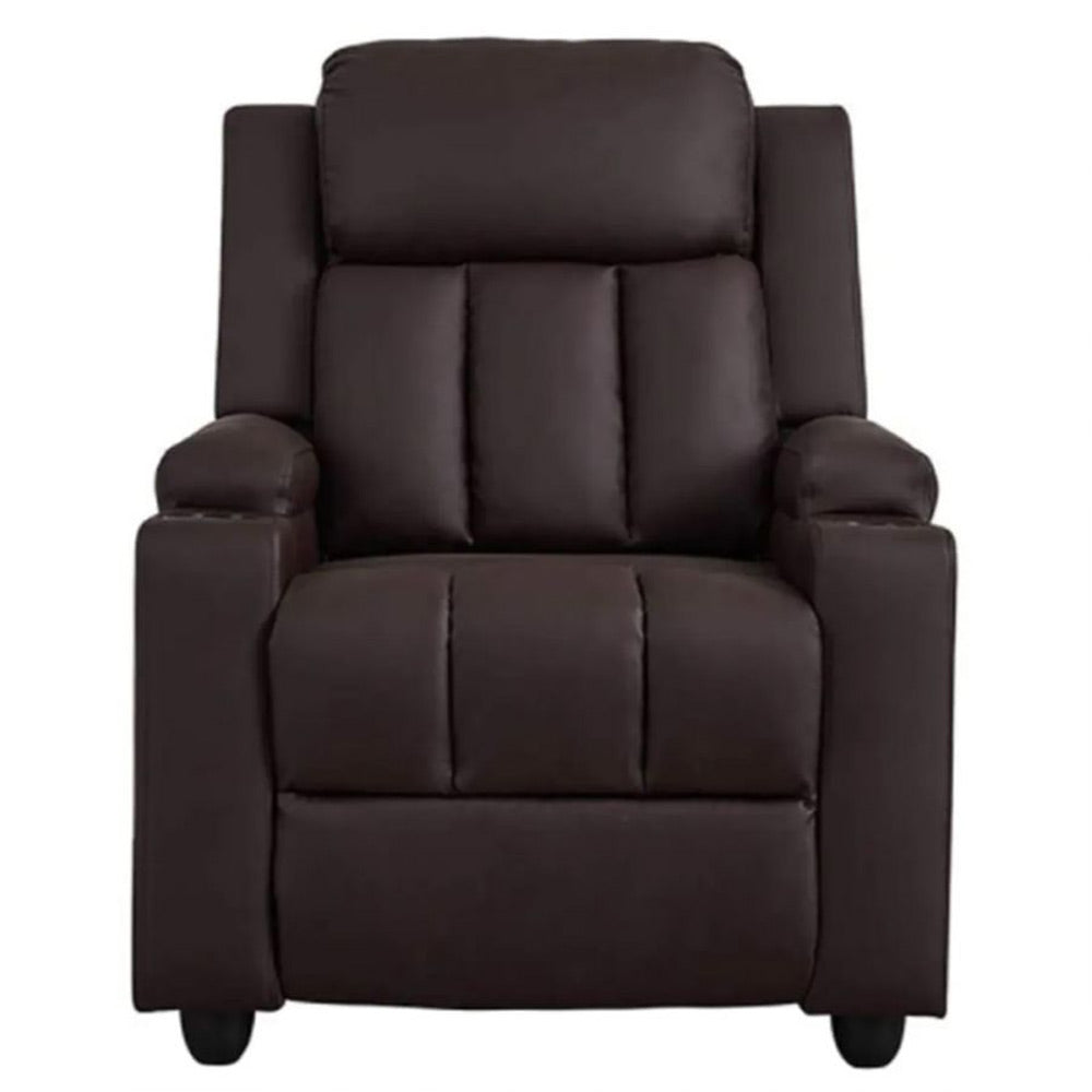 Classy 1 seater Manual Recliner with cupholders in Brown Colour