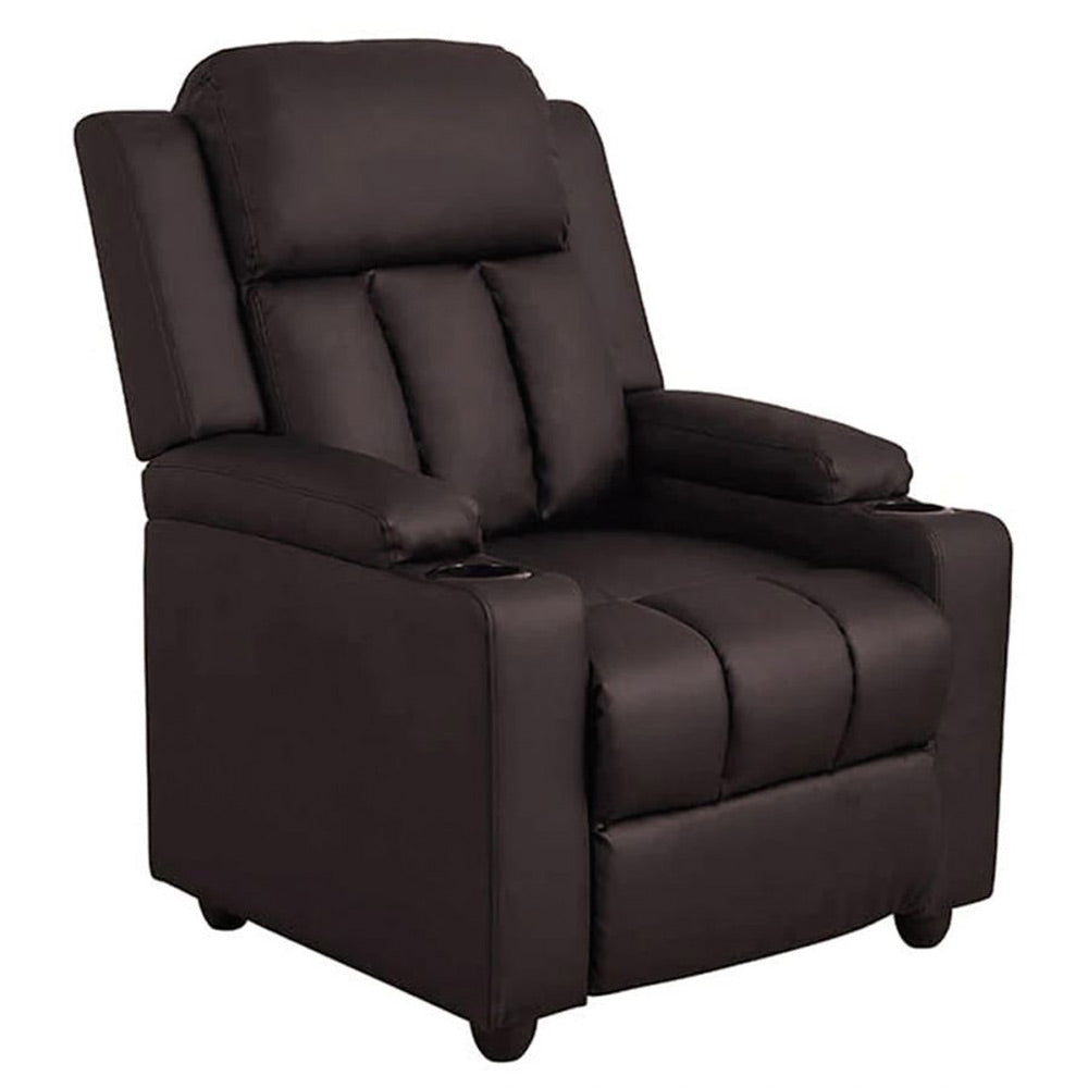 Classy 1 seater Manual Recliner with cupholders in Brown Colour