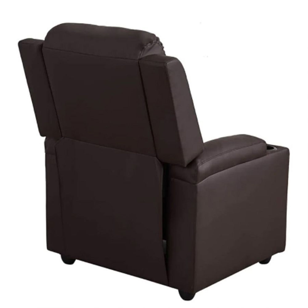 Classy 1 seater Manual Recliner with cupholders in Brown Colour