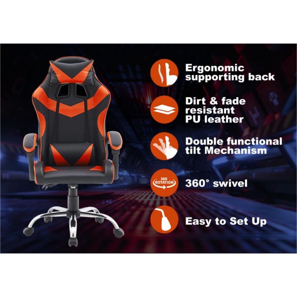 Quad Ergonomic Gaming Chair in Orange Colour