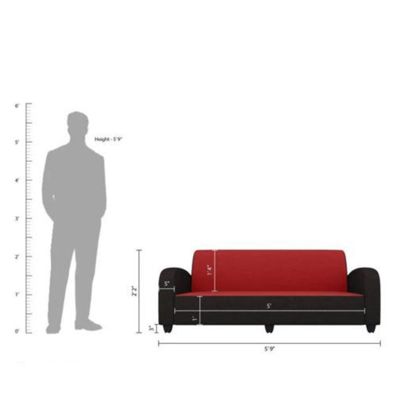 Bantia Quatra Fabric 3 + 1 + 1 Red & Black Sofa Set