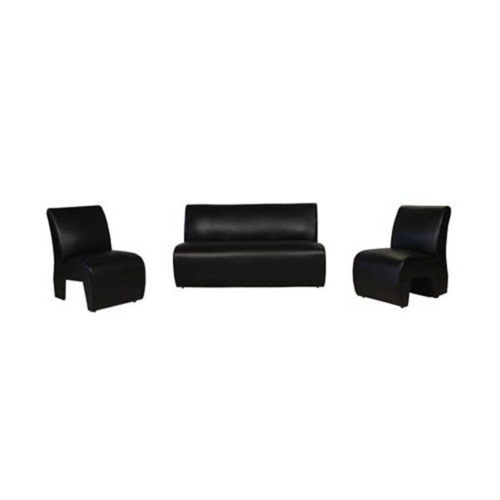 Marine Fibre Leather Sofa Set in Black Colour