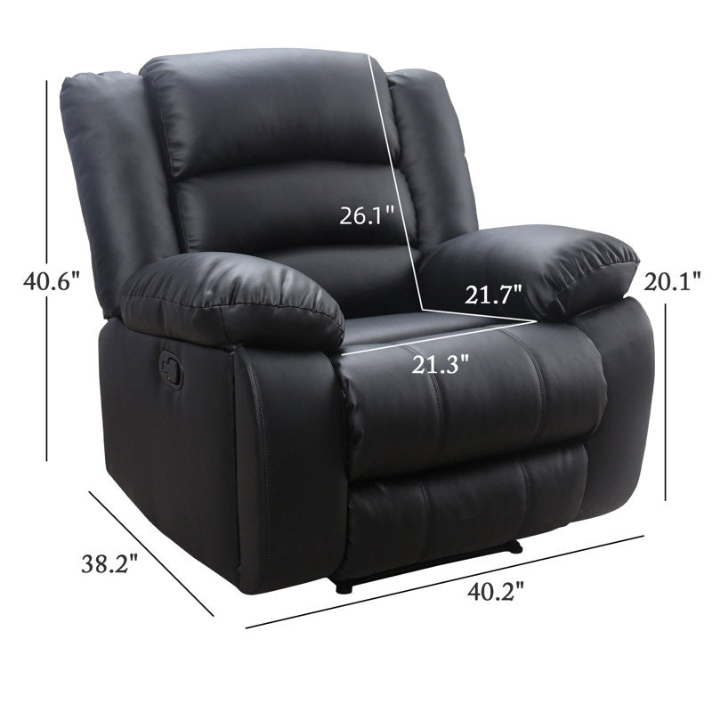 Holly 40.2'' Wide Classic Leather Manual Recliner with Hidden Cup Holders