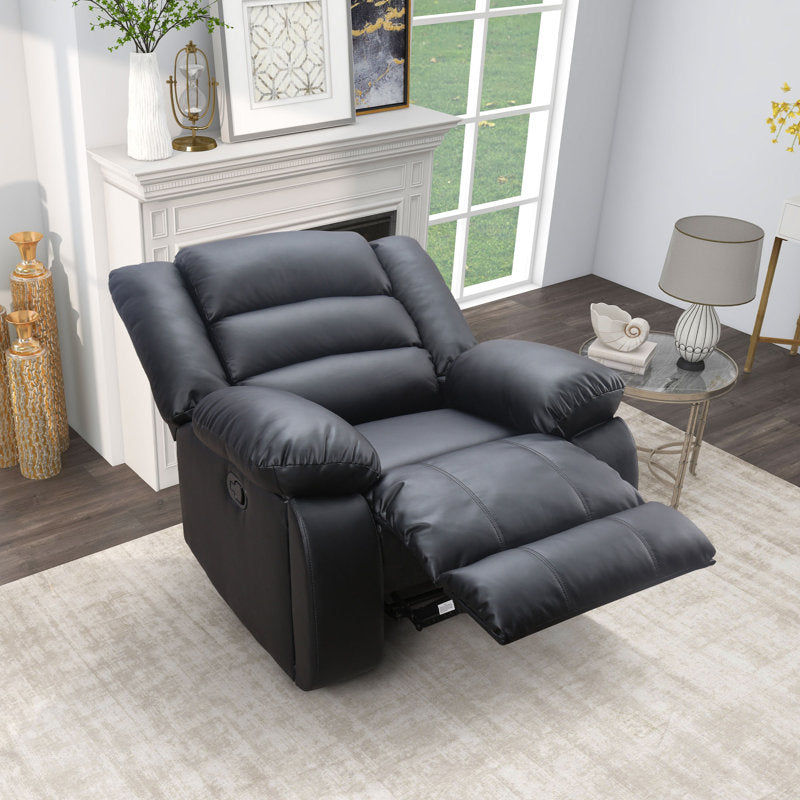 Holly 40.2'' Wide Classic Leather Manual Recliner with Hidden Cup Holders