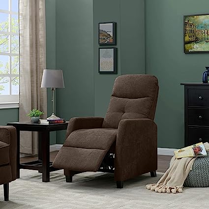 Annika Brown Chenille Upholstered Push Back Recliner Chair