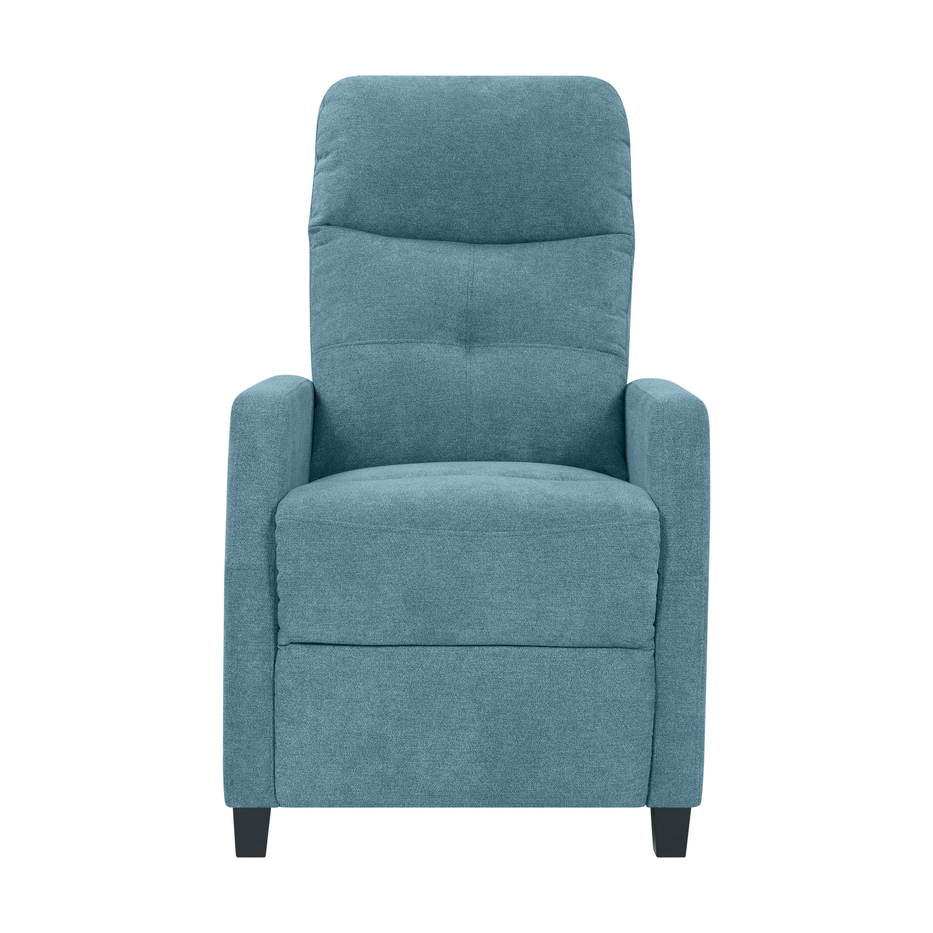 Blue Chenille Upholstered Push Back Recliner Chair