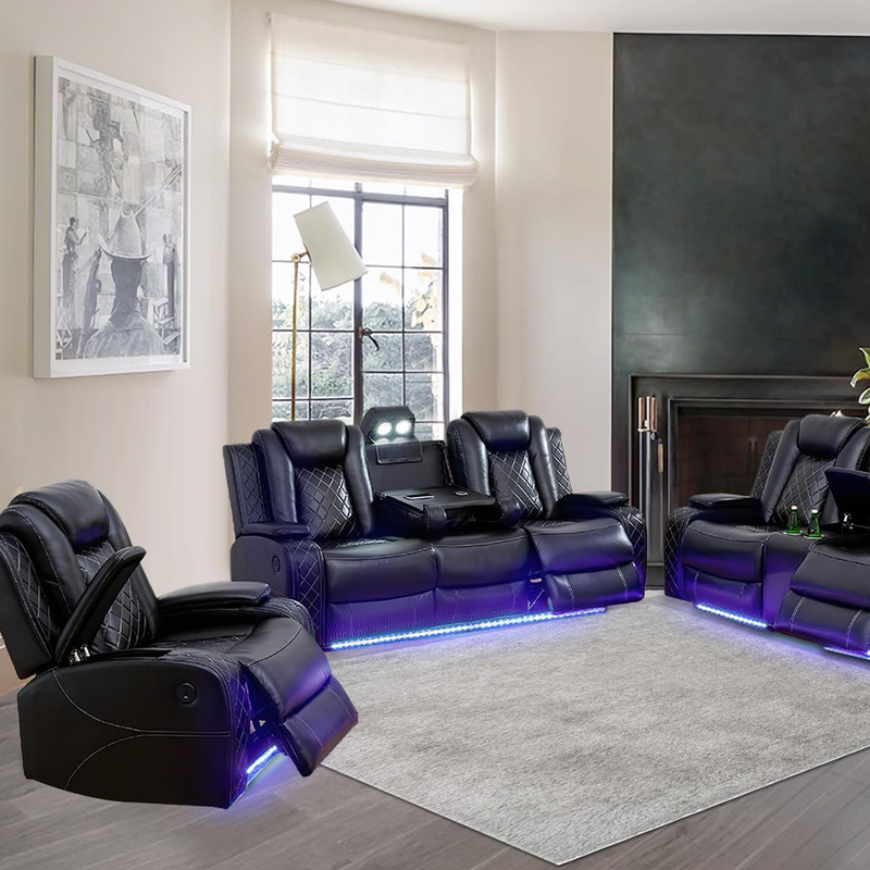 Grandeur Leather Recliner Sofa Set 3 2 1