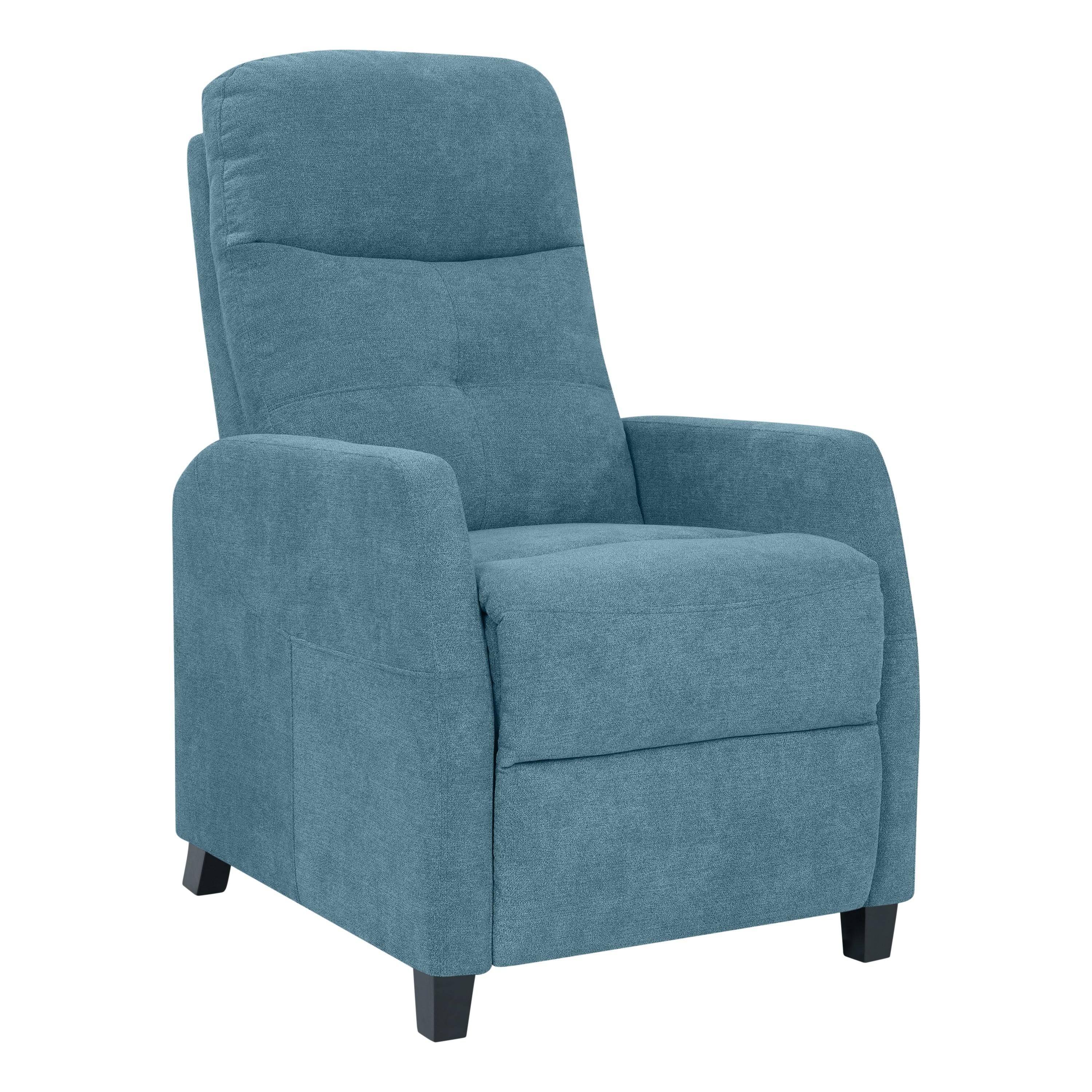 Blue Chenille Upholstered Push Back Recliner Chair