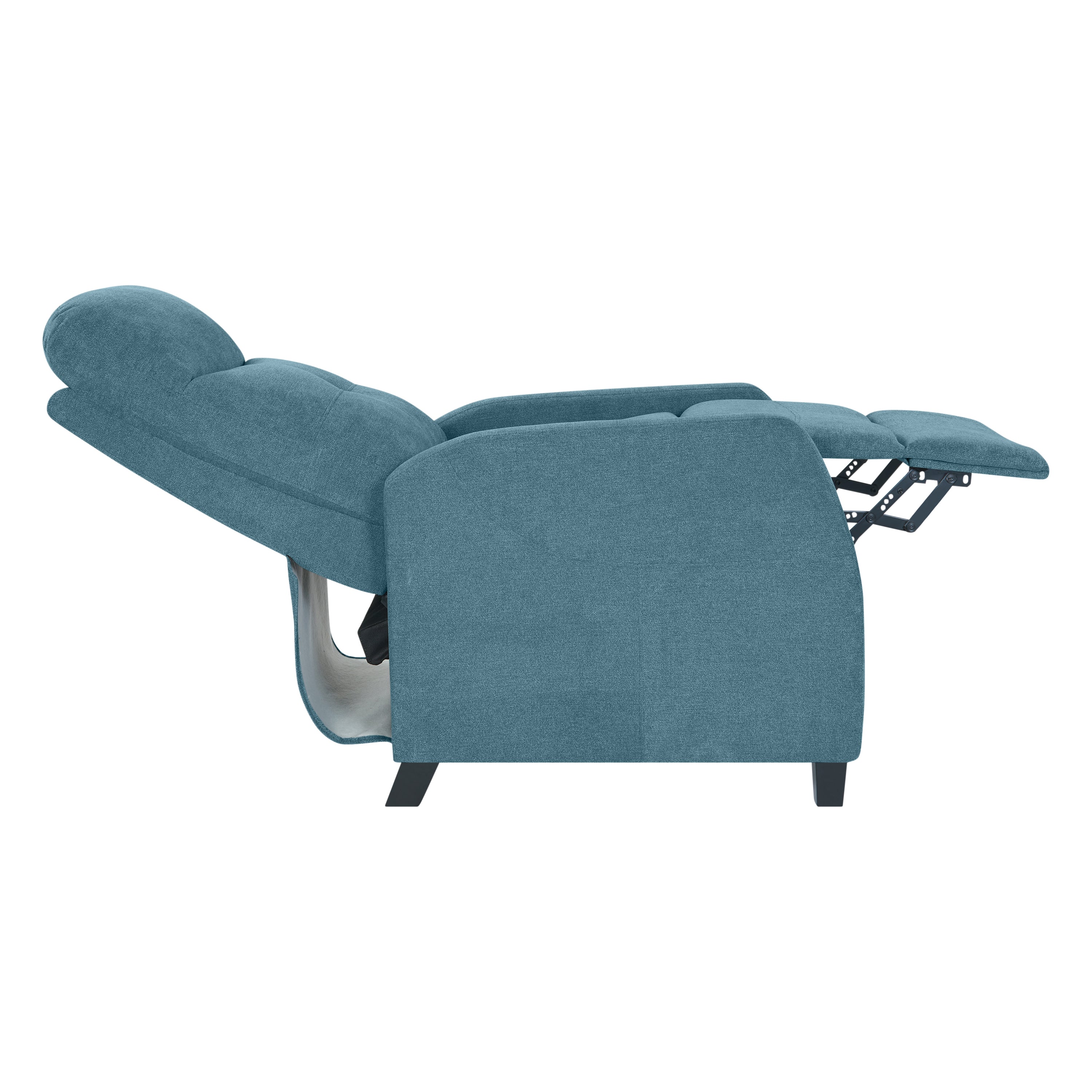 Blue Chenille Upholstered Push Back Recliner Chair