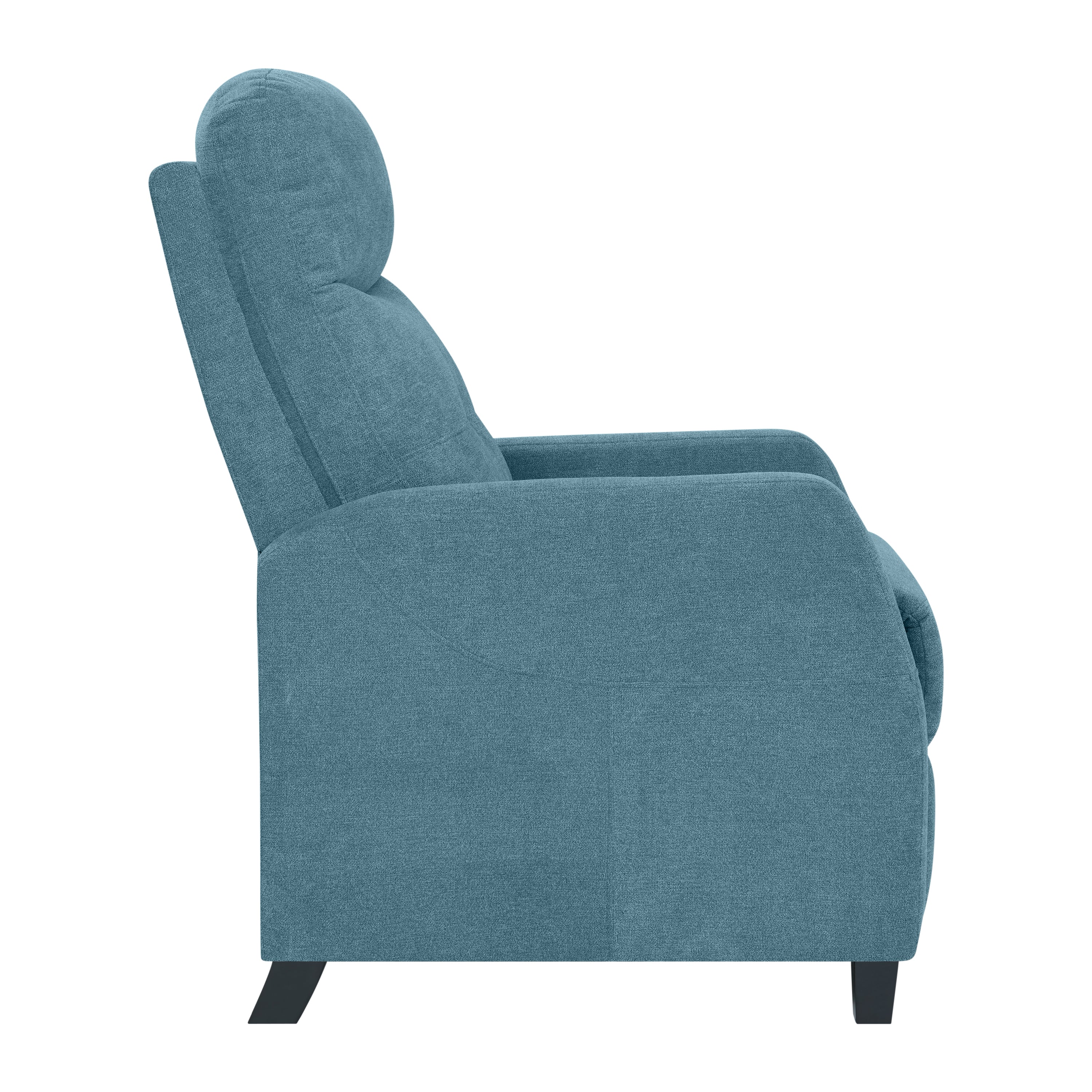 Blue Chenille Upholstered Push Back Recliner Chair