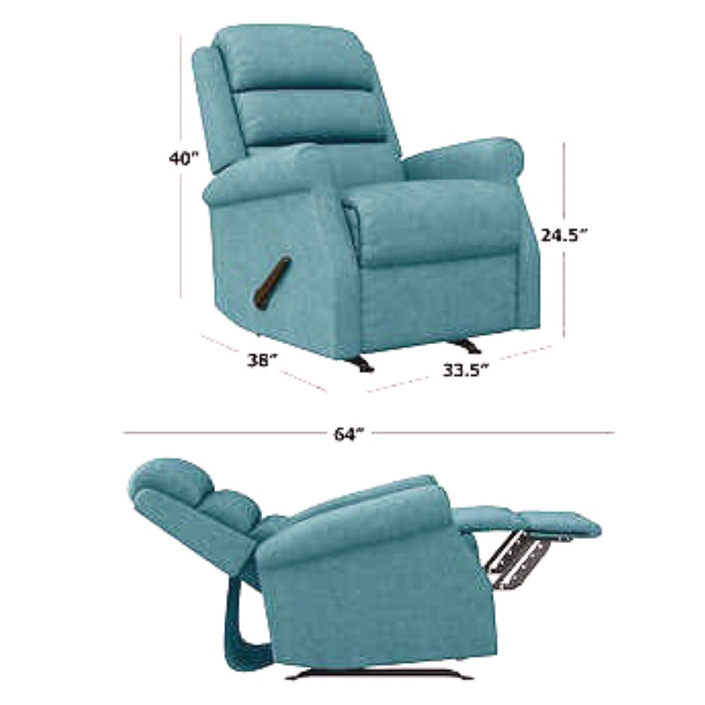 Sora Fabric Rocker Manual Blue Recliner