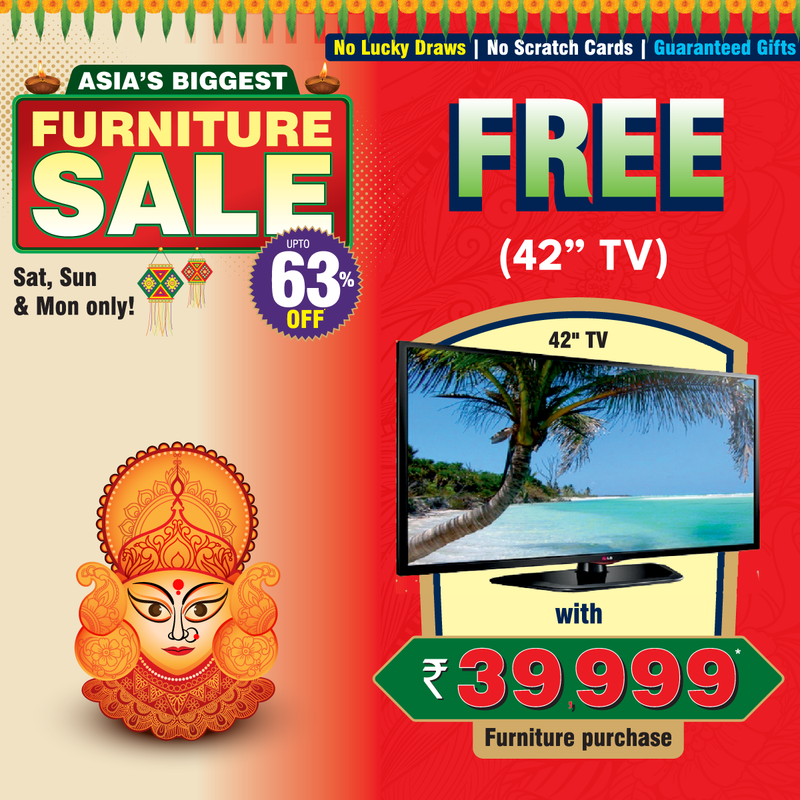 Dasara Mega Offer - Buy Furniture for 39,999 and Get a 42 Inches TV Free