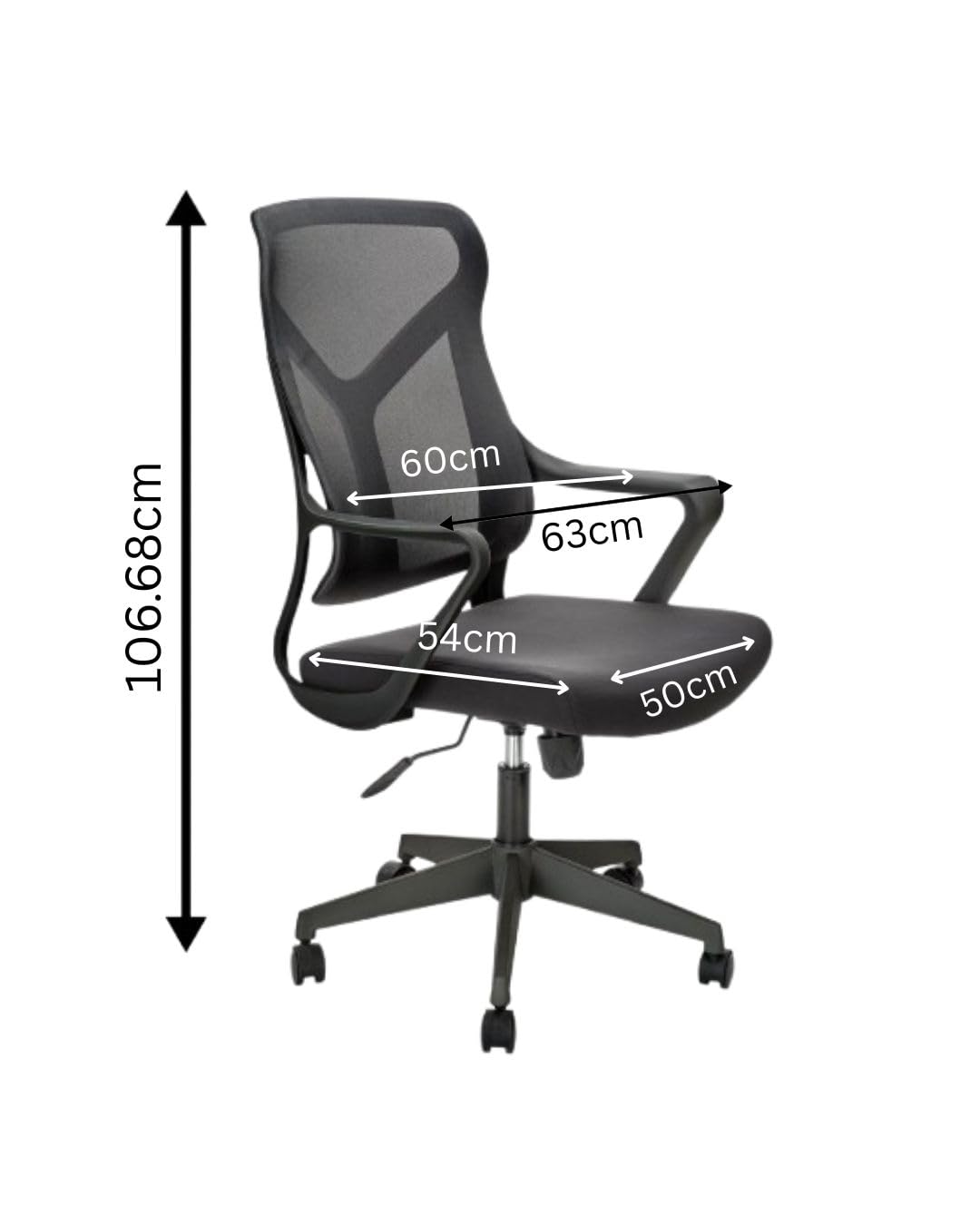 Bantia Impact Interio Flame Mid-Back Ergonomic Office Chair – Black