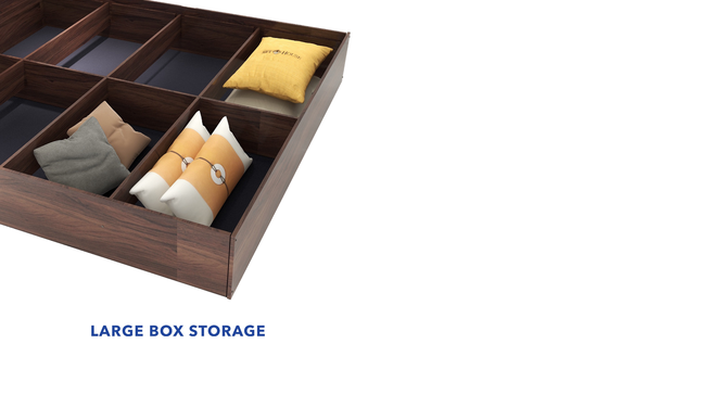 Nook Engineered Wood Queen Size Box Storage Platform Bed in Walnut Finish