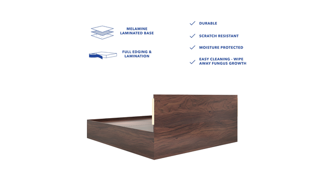 Nook Engineered Wood Queen Size Box Storage Platform Bed in Walnut Finish