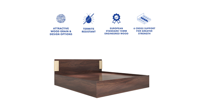 Nook Engineered Wood Queen Size Box Storage Platform Bed in Walnut Finish