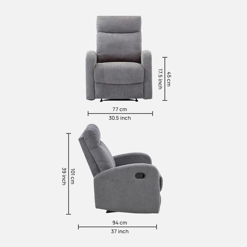 Opulent 3 + 2+ 1 Seater Manual Recliner in Grey Color