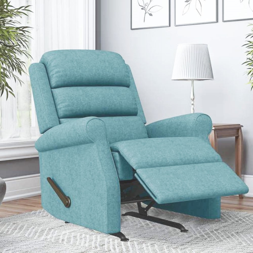 Sora Fabric Rocker Manual Blue Recliner