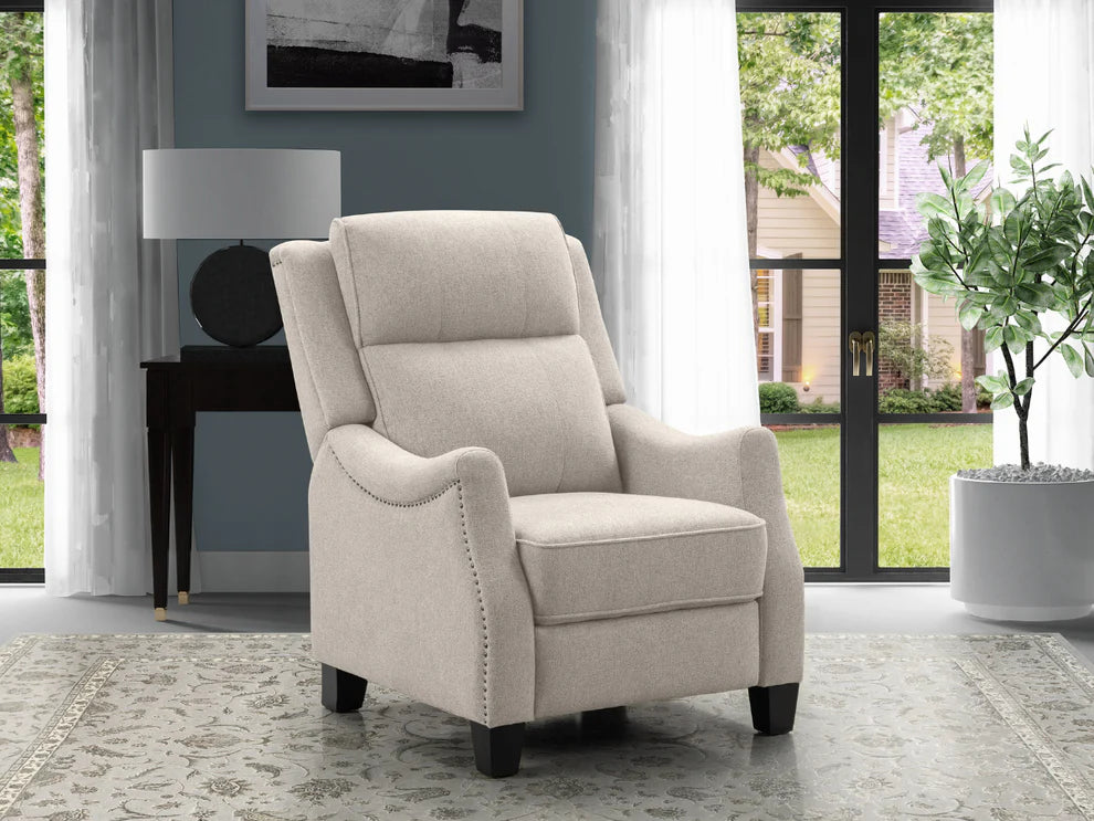 Bantia Calvin Fabric Tufted Push-Back Recliner - Cream