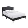 Bantia Dogwood Charcoal Gray Upholstered Queen Platform Bed with Arched Nailhead Headboard