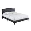 Bantia Driftwood Charcoal Gray Upholstered Queen Platform Bed with Tufted Arched Headboard