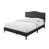 Bantia Dogwood Charcoal Gray Upholstered Queen Platform Bed with Arched Nailhead Headboard