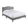 Bantia Dogwood Stone Silver Upholstered Queen Platform Bed with Arched Nailhead Headboard