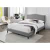 Bantia Dogwood Stone Silver Upholstered Queen Platform Bed with Arched Nailhead Headboard