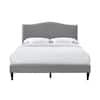 Bantia Dogwood Stone Silver Upholstered Queen Platform Bed with Arched Nailhead Headboard