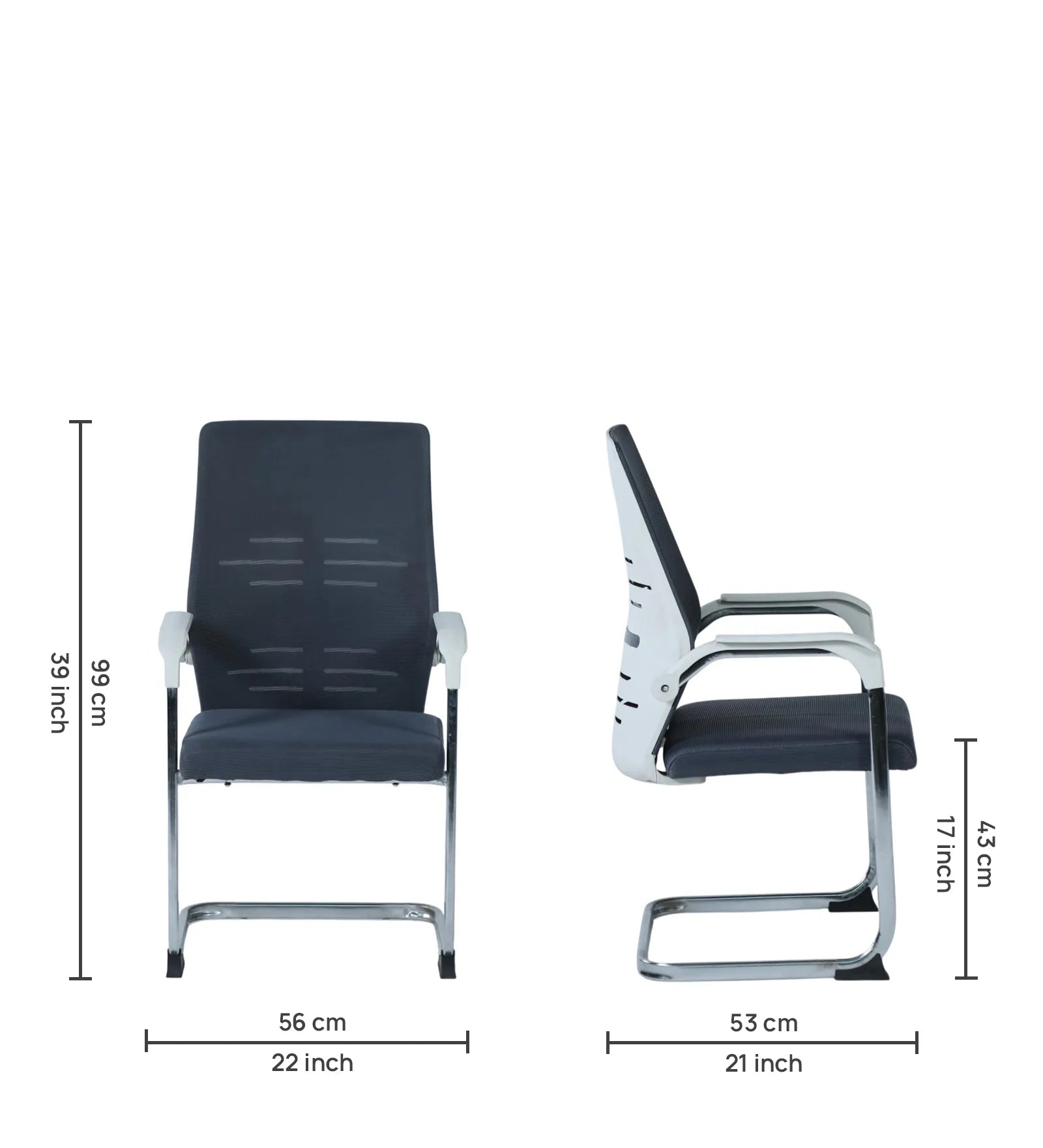 Bantia Fenton Mesh Visitor Chair in White Grey Colour