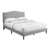 Bantia Driftwood Sand Beige Upholstered Queen Platform Bed with Tufted Arched Headboard