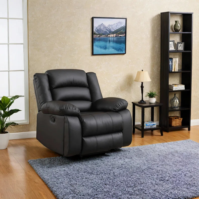 Holly 40.2'' Wide Classic Leather Manual Recliner with Hidden Cup Holders