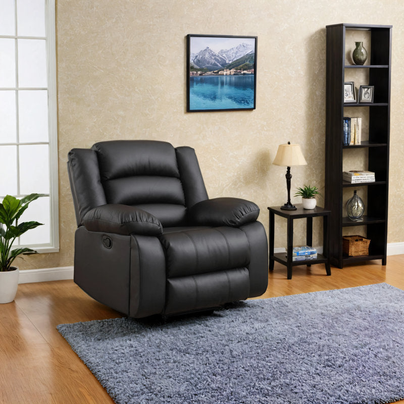 Holly 40.2'' Wide Classic Leather Manual Recliner with Hidden Cup Holders