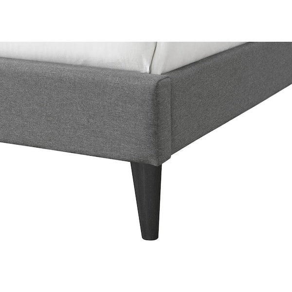 Bantia Driftwood Stone Silver Upholstered Queen Platform Bed with Tufted Arched Headboard