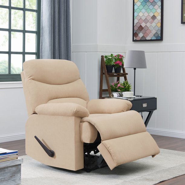 Sakura Upholstered Manual Push Beige Recliner