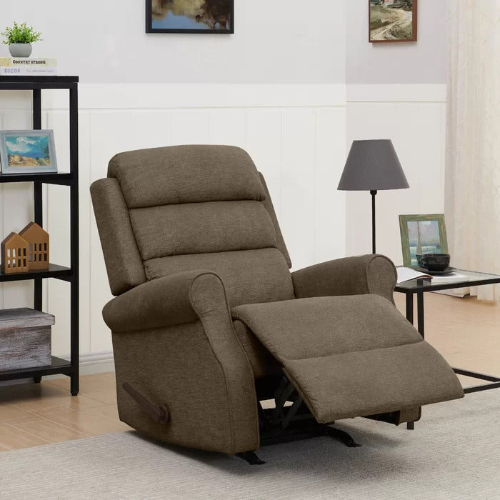 Sora Fabric Rocker Manual Brown Recliner