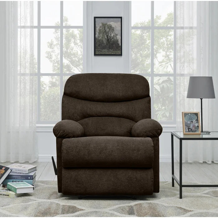 Sakura Upholstered Manual Push Chocolate Brown Recliner