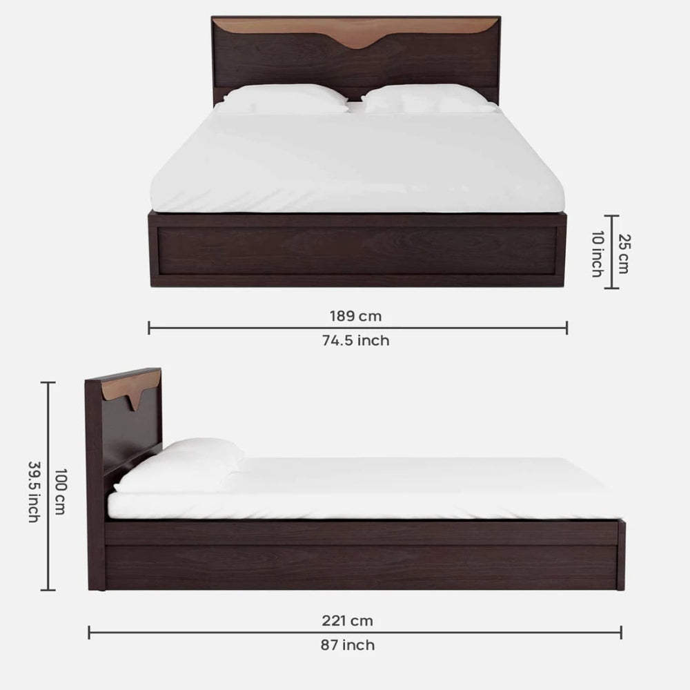 Greta King Size Bed in Wenge Finish with Drawer Storage