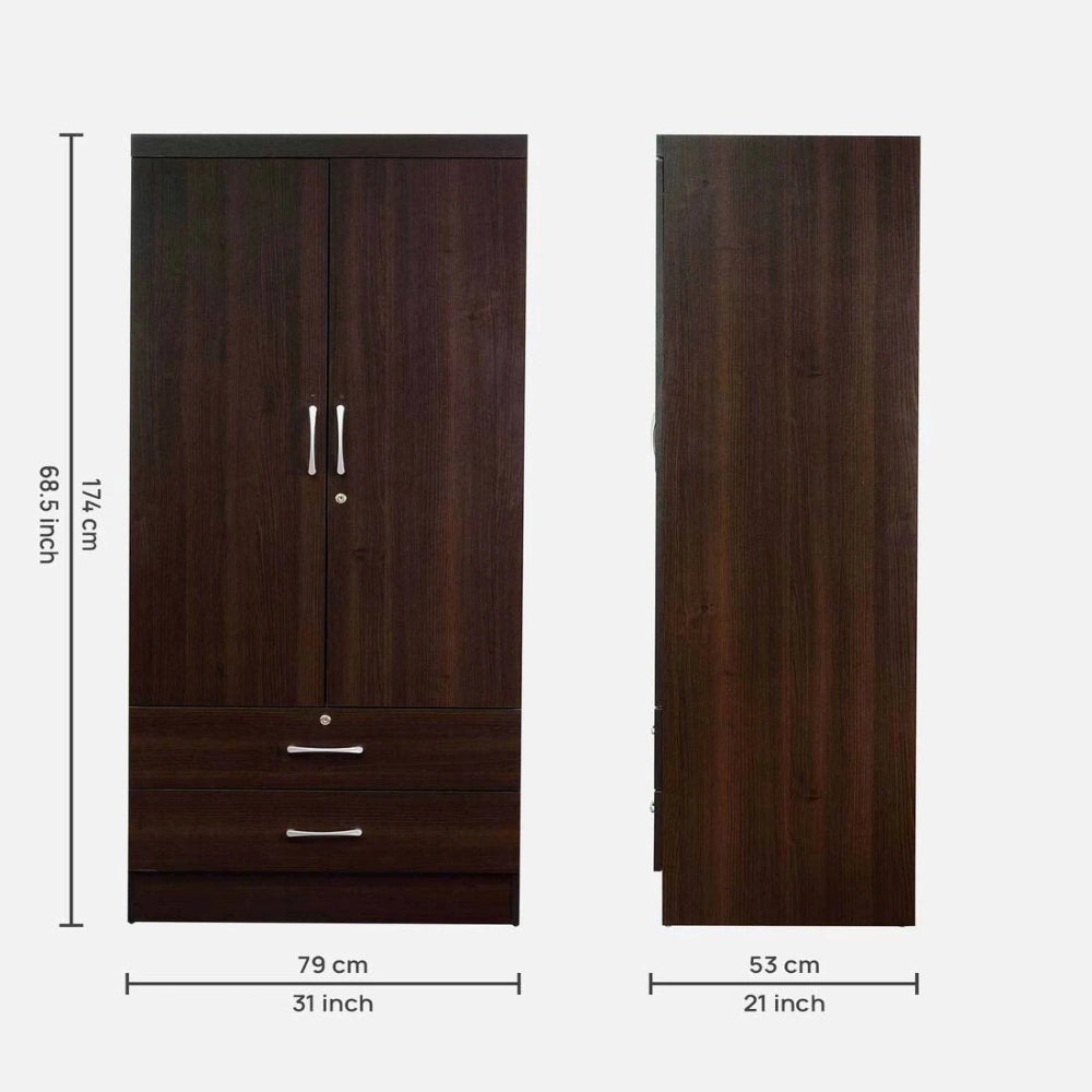 Martina 2 Door Wardrobe with Drawers in Wenge Finish